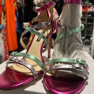 Ladies cut out heels with adjustable straps.